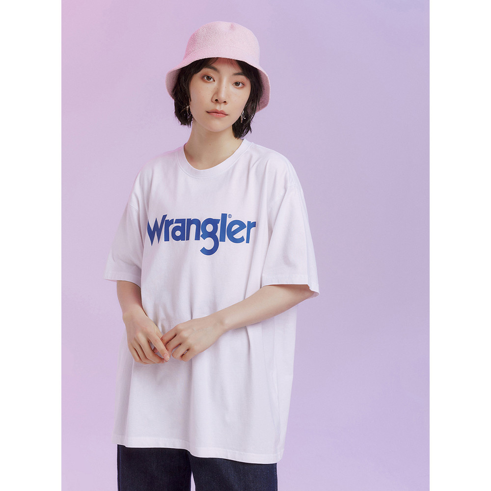 Wrangler威格夏季新款無性別男女情侶款復古版型圓領純棉短袖T恤