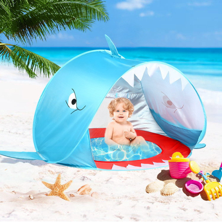現貨 小孩兒童寶寶嬰兒沙灘海灘帳篷遮陽嬉水遊戲屋