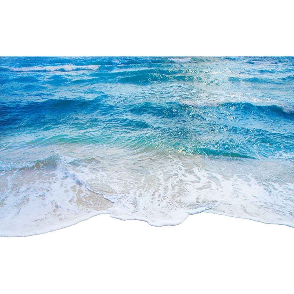 【LSAR】3D沙灘波浪海洋貼紙海洋壁畫牆印貼花地板貼紙