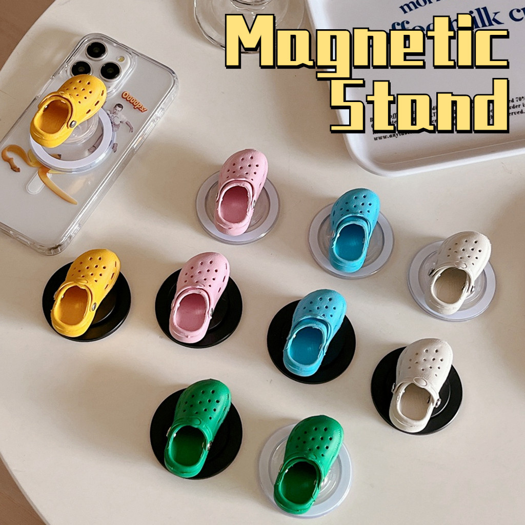 磁性吸引力手機支架有趣的糖果色 Crocs 拖鞋裝飾支架適用於裸體手機 Magsafe 手機殼平板電腦手機支架防摔 PC