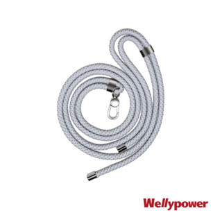 Wellypower手機掛繩附雙色掛片-白灰(銀色扣環) PS-WGS 【全國電子】