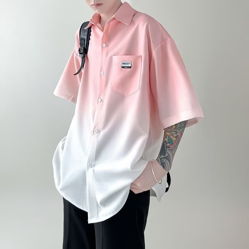 襯衫男短袖 M-3XL 4色入 夏季薄款寬鬆上衣 休閒潮五分袖 小清新襯衫外套