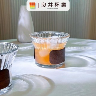 高顏值花朵玻璃杯ins杯子玻璃小眾咖啡杯條紋復古豎紋簡約網紅