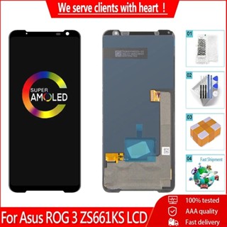 原裝 6.59" Amoled LCD 適用於華碩 ROG 3 ZS661KS LCD 螢幕顯示器+觸控屏數字化儀元件更