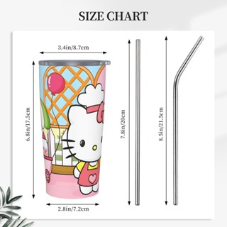 三麗鷗 Sanrio Hello Kitty汽車吸管杯20oz(帶吸管)500ML不銹鋼馬克杯保溫咖啡杯