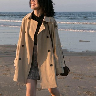 赫本風風衣小個子2025韓版寬鬆英倫風學生百搭休閒中長款風衣外套