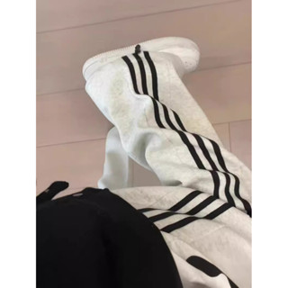 JW❖臺灣出貨❖ 白灰色條紋衛褲女春鞦季2024新款小個子闊腿直筒褲休閒寬鬆運動褲