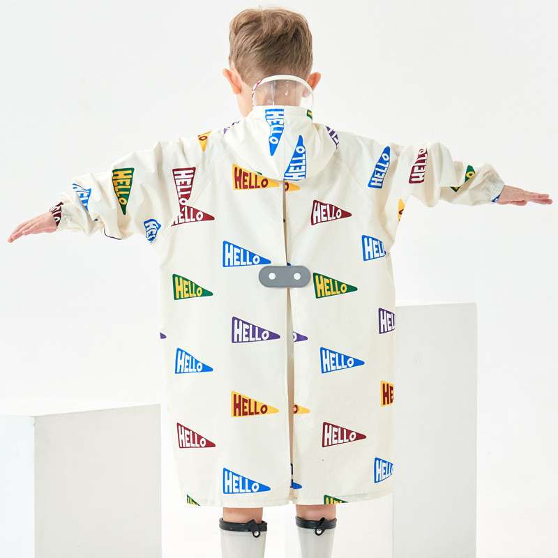 新款日本兒童雨衣男童輕薄雨披幼兒園中大童防水服帶書包位