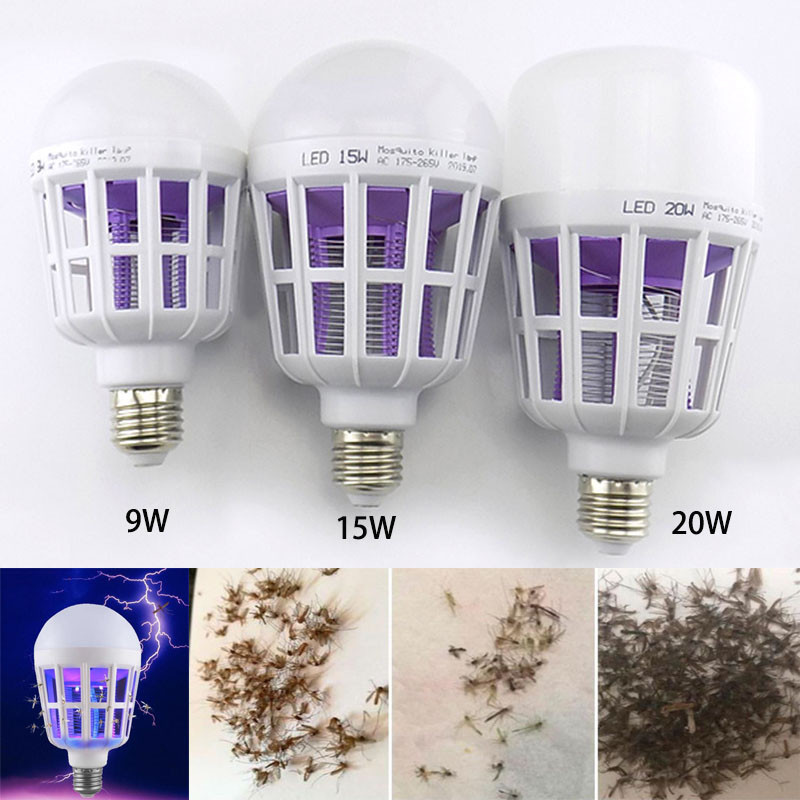 9w/15w/20w LED 滅蚊燈泡 2 合 1 LED 燈泡 E27 適用於室內家用防蚊蟲滅蟲器 AC 175~22