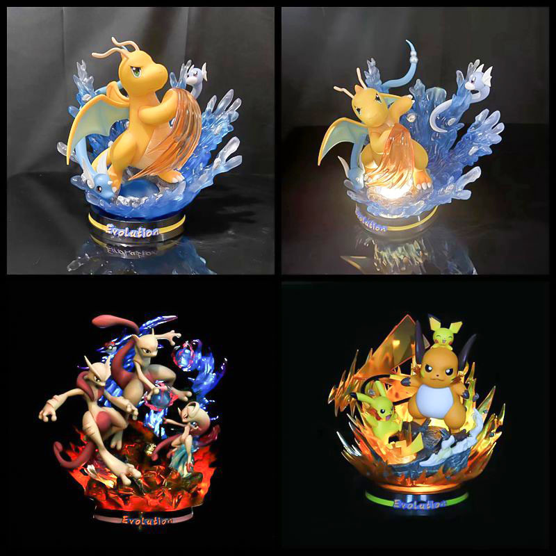 Pokémon GK 快龍 哈克龍 二代超夢 雷丘 進化場景 可發光 模型盒裝手辦擺件