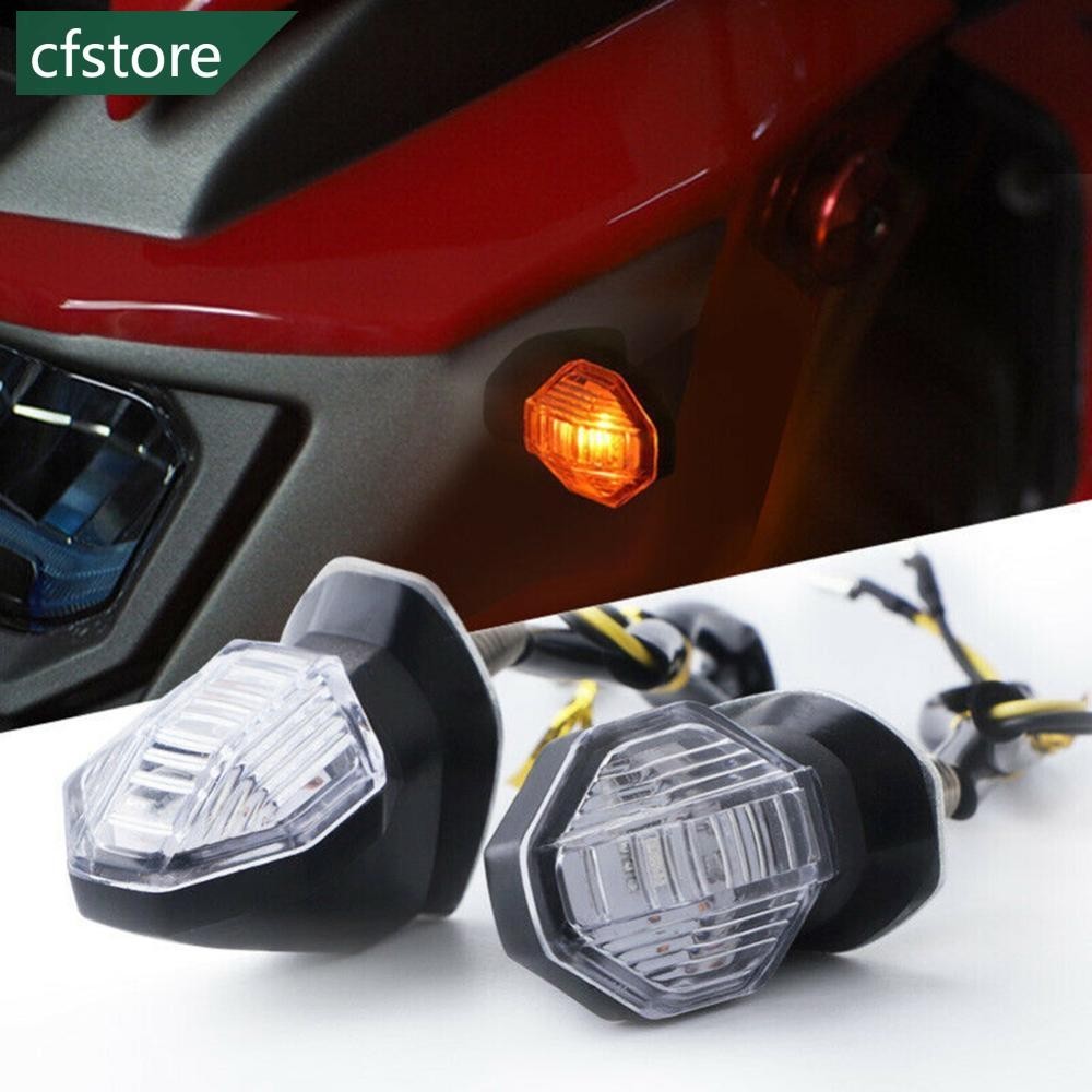 Cfstore 2 件迷你通用摩托車 LED 轉向信號指示燈琥珀色方向燈照明尾燈 K5M9