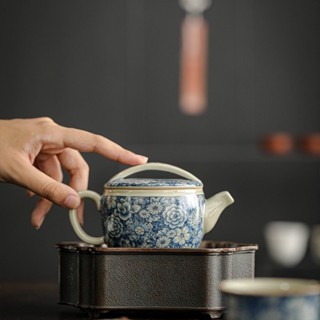 茶具 茶壺 景德鎮老陶泥青花泡茶壺 家用中式陶瓷茶壺 功夫茶具