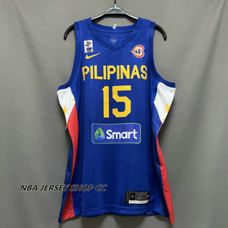 男士全新原創 Gilas Pilipinas #15 June Mar FAJARDO 球衣藍色熱壓