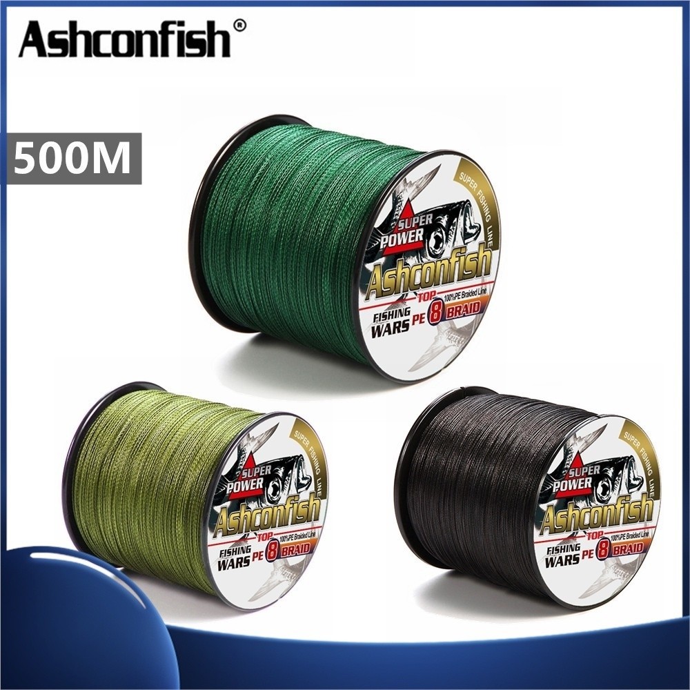 編織釣魚線 ashconfish 500m 8 股 Dyneema 編織釣魚線 6-150lb PE 線綠色編織釣魚線