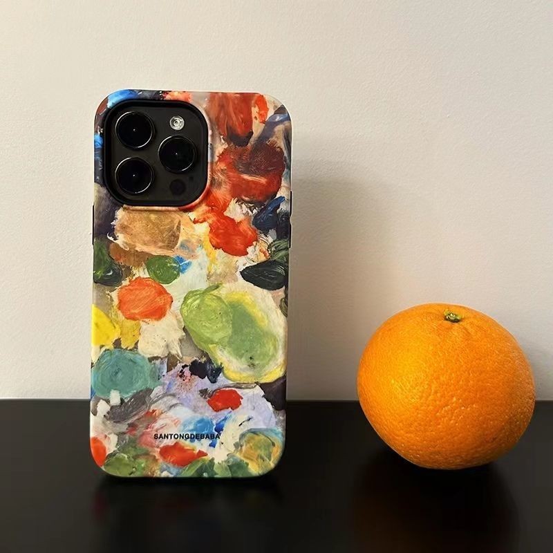 藝術彩色油畫水果蘋果手機殼兼容iPhone 7/8plus xr xs xsmax 11promax 15 13 12