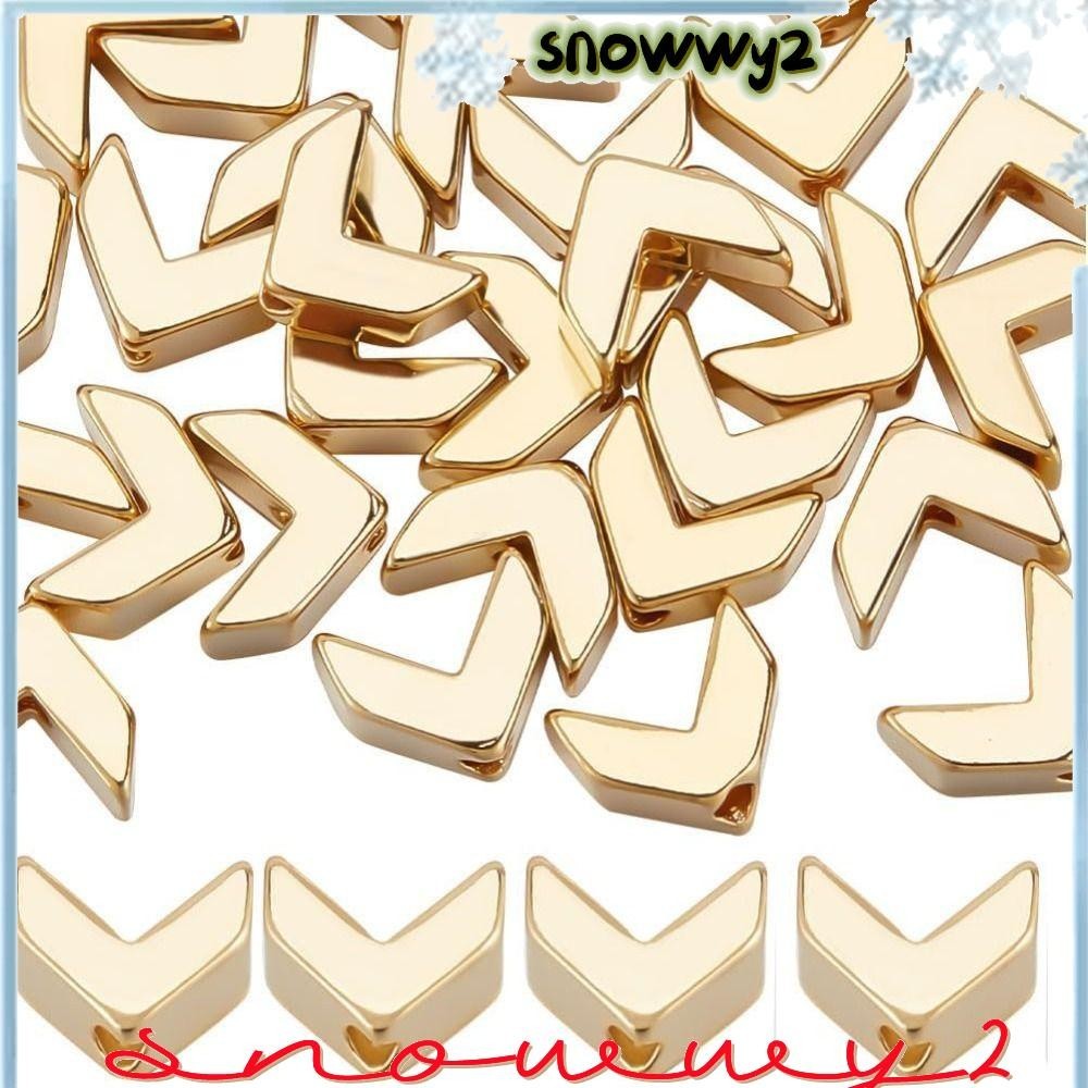 SNOWWY2箭頭形狀珠,黃金黃銅金屬銅珠,珠寶製作用吊墜鬆散光滑的幾何珠子飾品配件