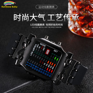 Rainbowbaby爆款黑科技手錶時尚螃蟹型個性電子手錶夜光中小學生運動腕錶2024經典