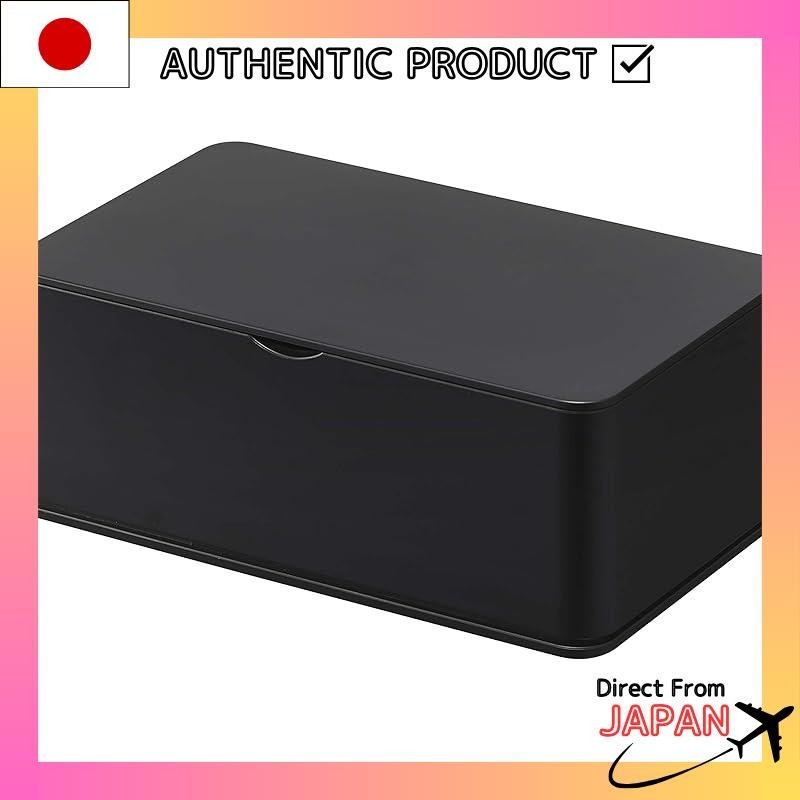 山崎實業(Yamazaki) 雙向口罩收納盒 黑色 約W22XD7.5~14XH14cm 智能貼合式口罩補充簡便 544