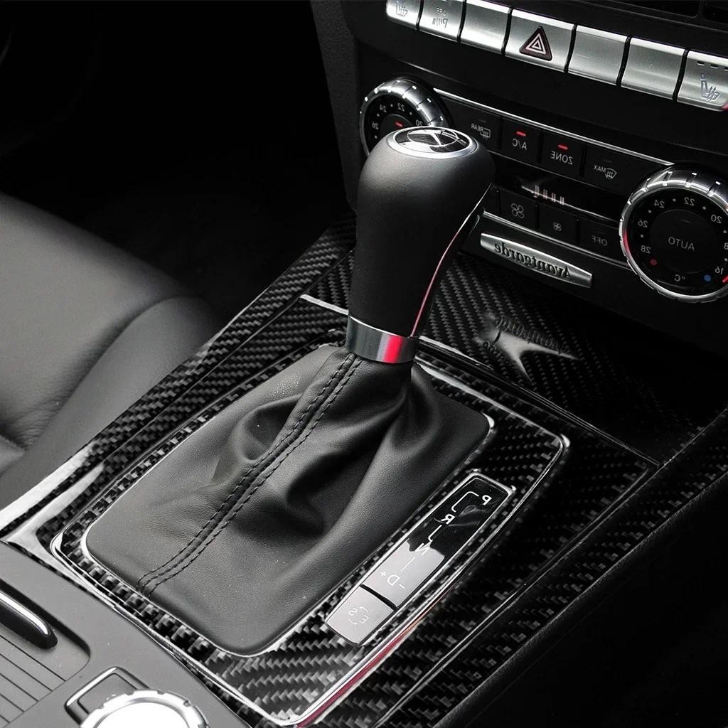 汽車換檔箱面板裝飾蓋裝飾碳纖維汽車內飾配件適用於梅賽德斯奔馳 C 級 W204 2007-2013