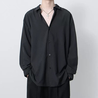 Blie 白色襯衫衣男 冰絲純色涼感dk襯衫男 長袖襯衫 S-3XL 高階垂感長襯衫 男士上衣薄款冰絲襯衫外套男