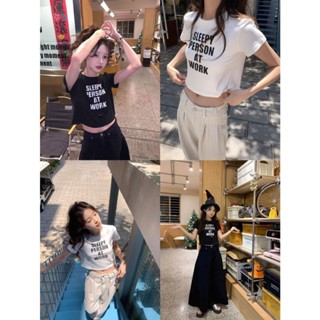 【唯家】辣妹字母上衣2025夏季新款露臍短款短袖美式復古甜辣風T恤ins打底