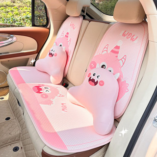 熱銷 新款 汽車座墊創意怪獸車內座椅座墊夏季蜂窩透氣車載涼墊四季汽車通用款 車用頭枕 時尚汽車坐墊