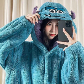 Monsters Sullivan 睡衣 Kigurumi 睡衣珊瑚絨睡衣冬季睡袍卡通沙利文情侶保暖長袍 VYVC