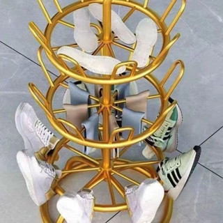 臺灣出貨#曬鞋神器旋轉鞋架耐用晾鞋架鐵藝工藝可移動陽臺室外置物架鞋架yuxuansbc