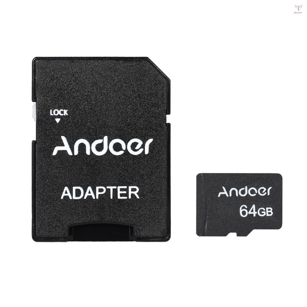 Andoer 64GB Class 10 存儲卡 TF 卡 + TF 卡適配器適用於相機車載攝像頭手機台式電腦音頻播放器