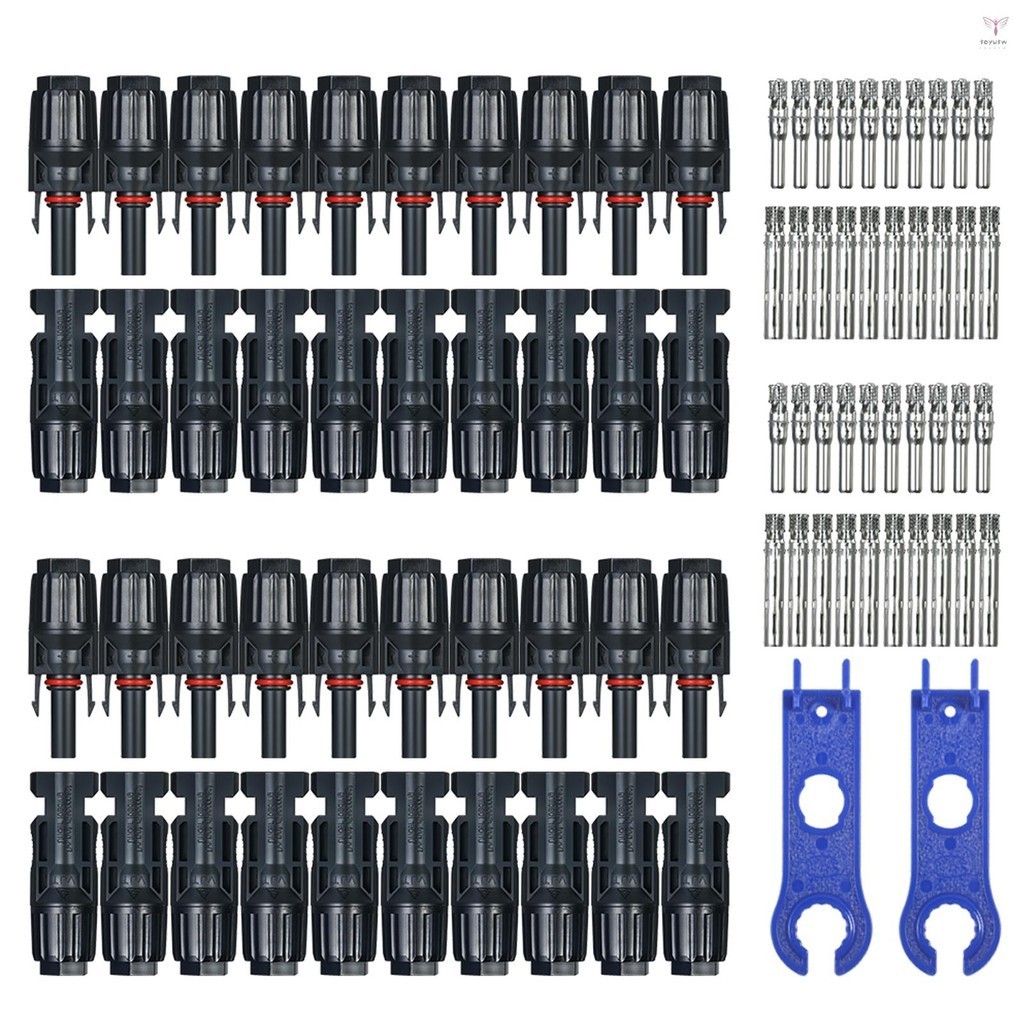 20 對公/母太陽能電池板電纜連接器,帶用於光伏系統的扳手組裝工具