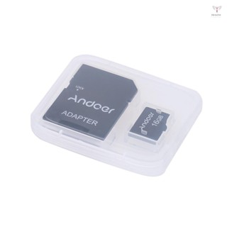 Andoer 16GB Class 10 存儲卡 TF 卡 + TF 卡適配器適用於相機車載攝像頭手機台式電腦音頻播放器