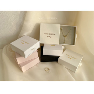logo定製黑白粉奶油白首飾盒簡約飾品抽屜盒項鏈禮品紙盒