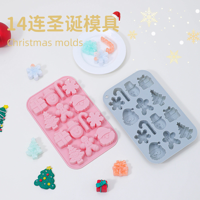 14連矽膠耶誕模具雪人柺杖巧樂力餅乾模具耶誕節模具矽膠烘焙模具