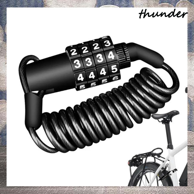 Thunder 自行車密碼安全鎖便攜式可複位頭盔鋼絲鎖山地自行車背包鎖防盜自行車