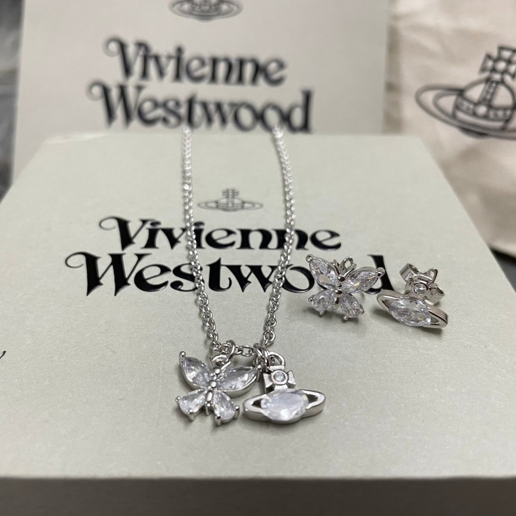 Vivienne Westwood ab款蝴蝶項鍊手鍊耳環耳環