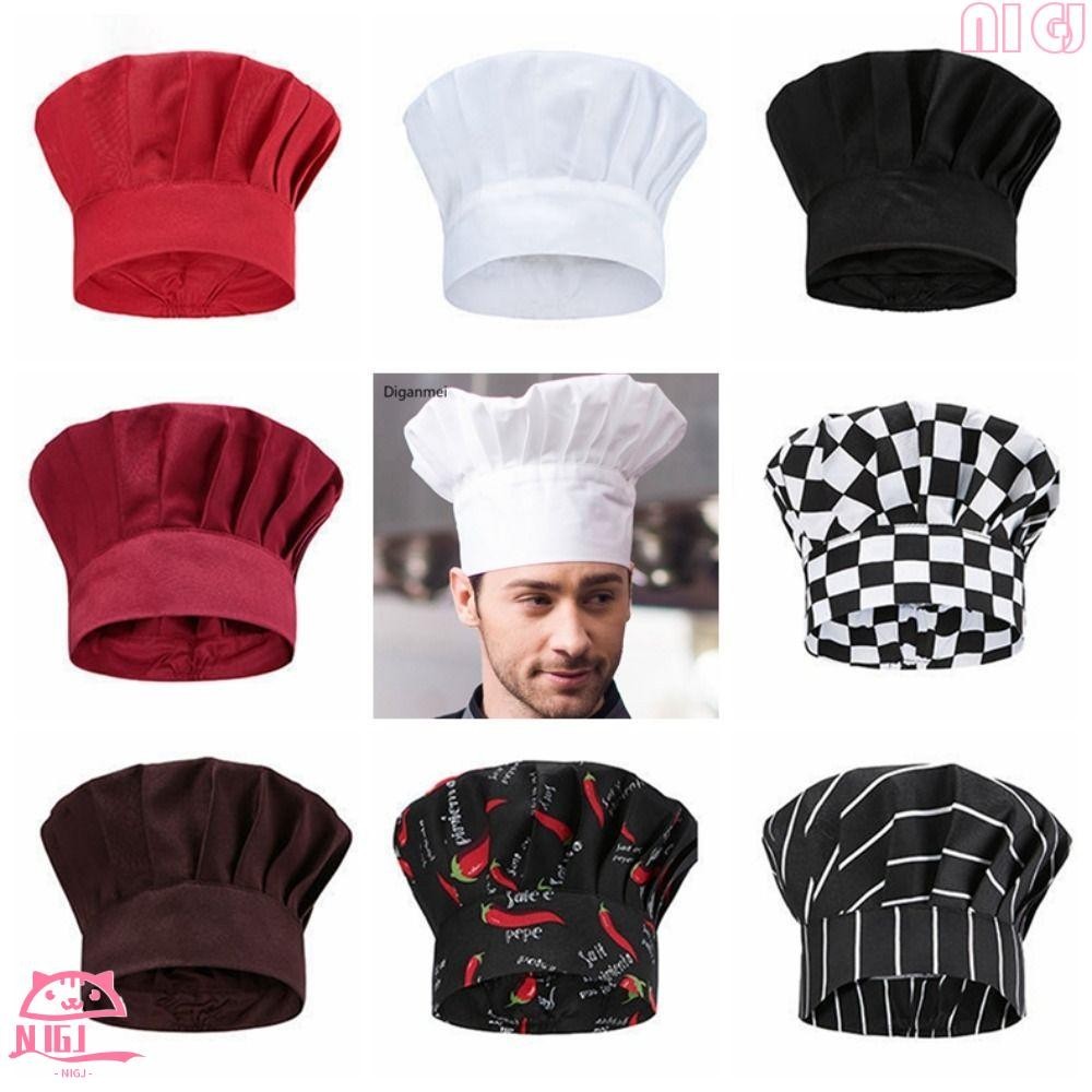 NIGJ蘑菇帽,可調可恢復的廚師帽,工作帽可水洗耐用白色烹飪帽麵包店