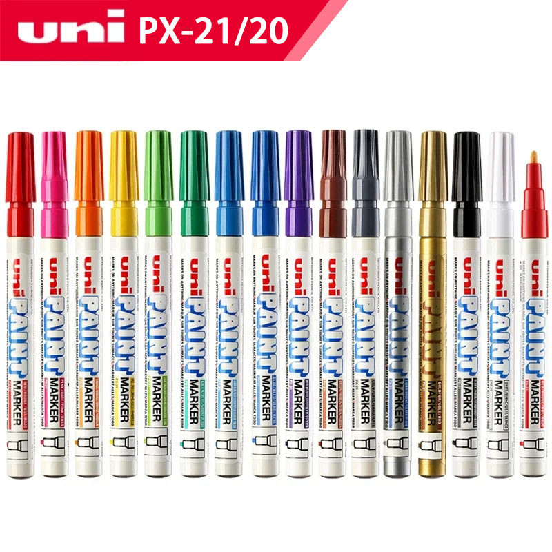 15色uni PX-21PX-20油漆筆補漆筆防水工業不褪色輪胎記號筆永久油漆筆