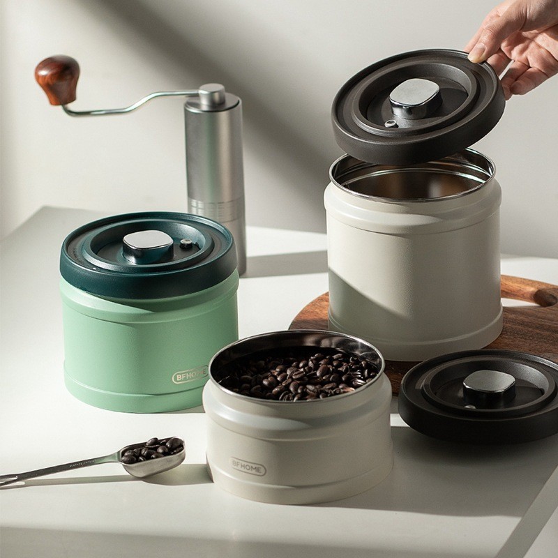 抽真空茶葉罐密封罐不鏽鋼保鮮盒咖啡粉儲存咖啡豆 304鋼真空密封罐