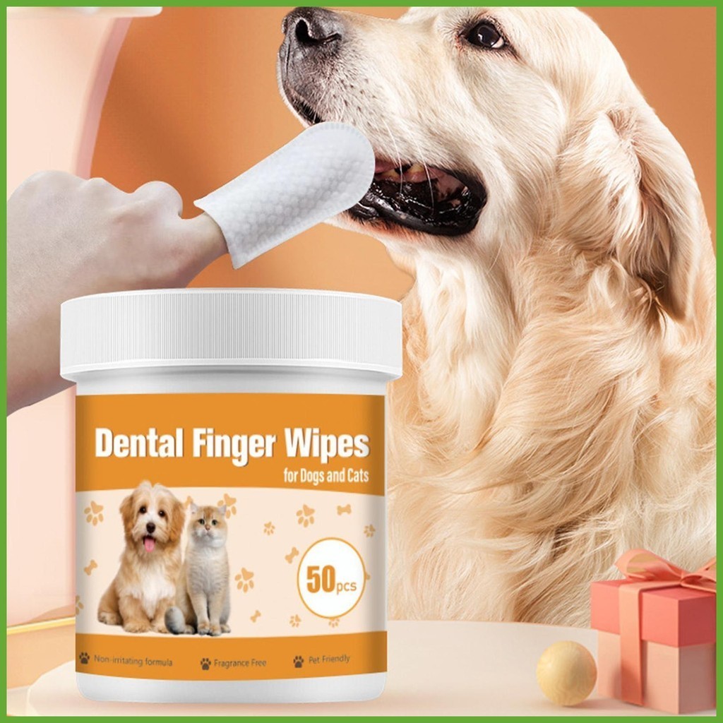 狗用手指牙刷濕巾狗牙濕巾手指刷牙濕巾套件 50 件寵物牙齒清潔手指 chitw