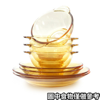 ✔茶色玻璃碗✔現貨 美國康寧Pyrex晶彩透明餐具 耐熱 玻璃 琥珀色碗淺盤深盤康寧 玻璃 碗