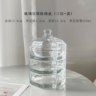 [3347人收藏]玻璃寶塔收納盒首飾品防灰塵可拆卸清洗水晶玻璃收納盒糖果堅果盒