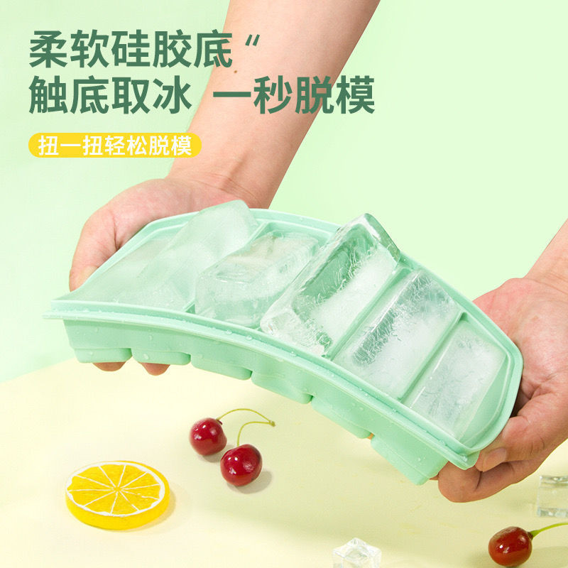 新款條形矽膠冰格四格六格十格製冰模具長條冰塊磨具兒童輔食盒雪糕模