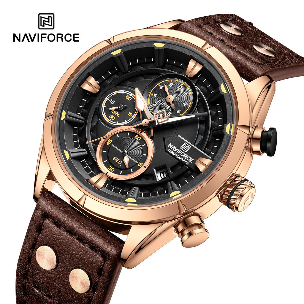 Naviforce 男士手錶頂級品牌豪華運動手錶軍用計時碼表石英防水原創時尚時鐘