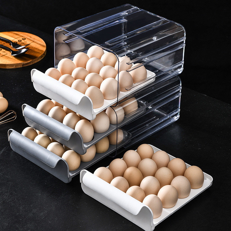 YSCULTURE冰箱PET透明32格雙層抽屜式保鮮雞蛋收納盒現貨