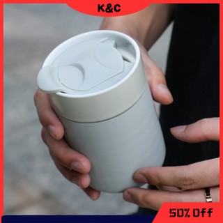 360ml陶瓷保溫杯 真膽陶瓷隨行杯 莫蘭迪陶瓷咖啡杯 陶瓷內膽保溫杯 陶瓷馬克杯帶蓋 車用水杯