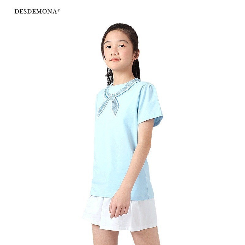 新品上新  現貨出售 夏季韓版新款女童運動短袖 女寶寶可愛泡泡袖上衣兒童短袖T恤