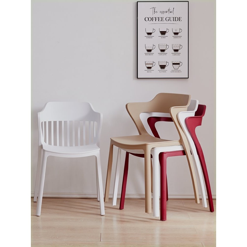 【🚛宅配免運🚛】北歐家用塑料加厚椅子 簡約餐椅 牛角椅 靠背凳子 電腦椅書桌椅實木腳椅 休閑椅書桌
