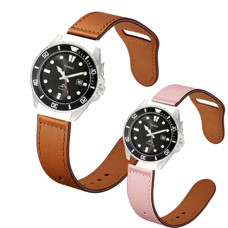 卡西歐 MDV106-1A 智能手錶錶帶腕帶手鍊軟運動手鍊替換配件皮革錶帶