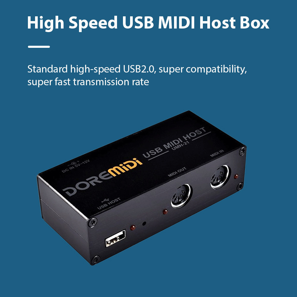 Doremidi高速usb MIDI主機盒1進1出16通道MIDI盒適用於MIDI鍵盤電吹管電鼓USB轉MIDI轉換器M