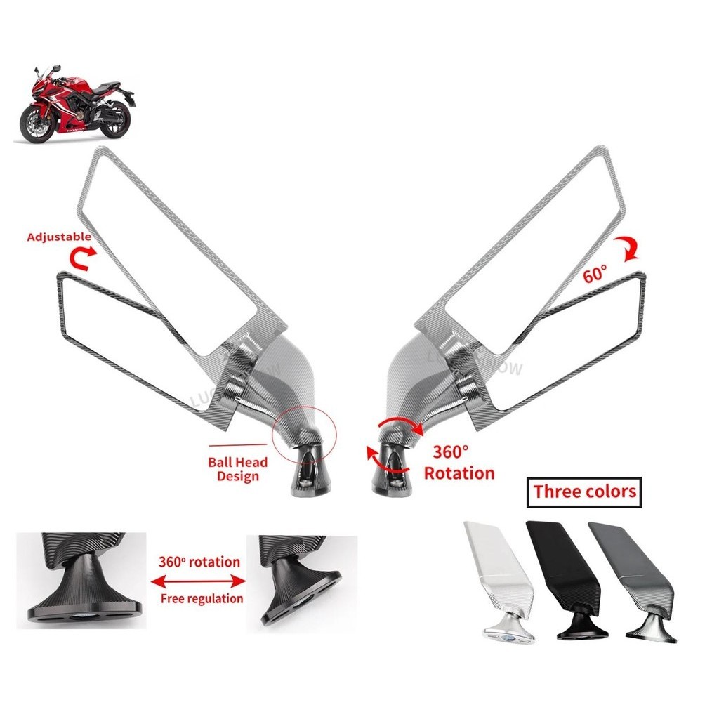 HONDA 適用於本田 CBR300R CBR500R CBR600R 250R 400R 摩托車後視鏡 CNC改裝風翼